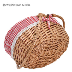 SatisInside Wicker Picnic Basket with food and drinks inside