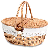 SatisInside Wicker Picnic Basket with removable liner front view