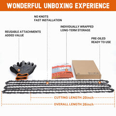 Savior chainsaw chain with gloves in storage bag