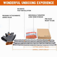 Savior chainsaw chains in protective storage bags