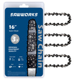 SawWorks 16 Inch Chainsaw Chain 3 Pack front view