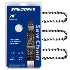 SawWorks 24 Inch Chainsaw Chain pack, three chains displayed