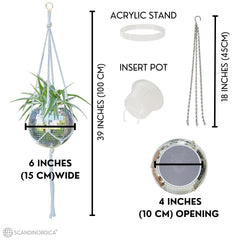 SCANDINORDICA Disco Ball Planter displayed on acrylic stand with plants