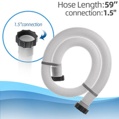 Sconva 1.5" Pool Filter Pump Hose side view showing connection ends