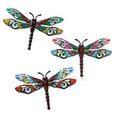 Scwhousi Metal Dragonfly Wall Decor front view, vibrant Mexican colour