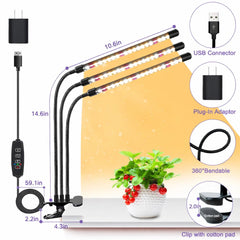 SDOVUERC Tri-Head Plant Light with adjustable brightness