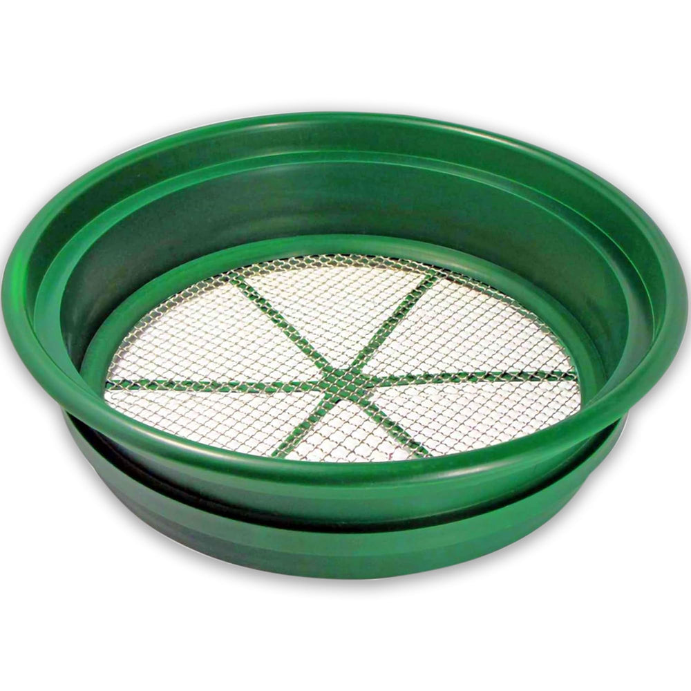 SE 13.25 Inch Stackable Classifier Gold Prospecting Pan green front view