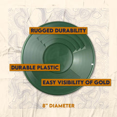 SE 8" Green Plastic Gold Pan floating in water