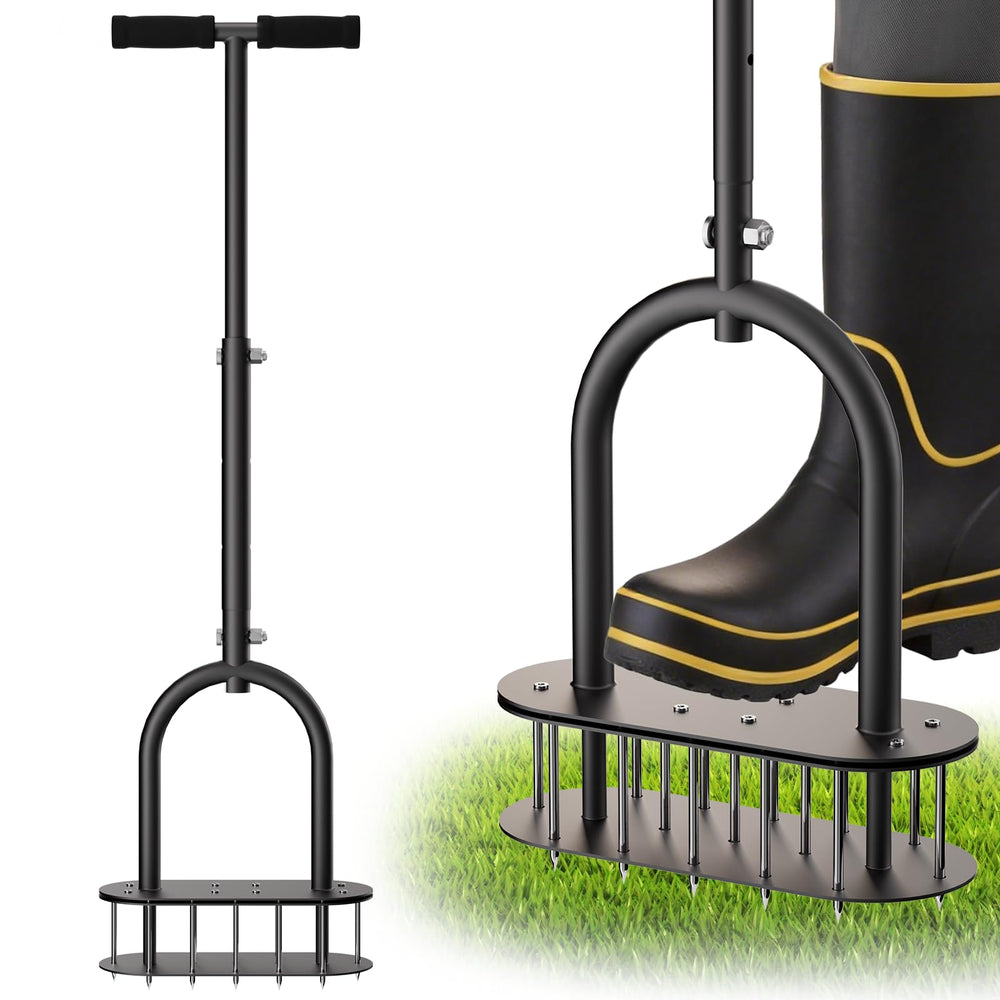 seasky Lawn Aerator front view with 15 solid steel spikes