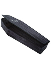 Seasonal Visions 60" Wood-Print Coffin Prop with Lid, Black front view