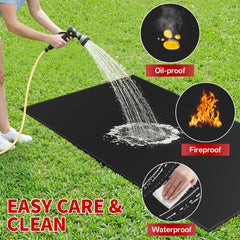 SecuCaptain Under Grill Mat protecting patio during grilling