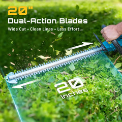 Seesii hedge trimmer showing dual-action blades