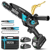 Seesii Mini Chainsaw Cordless 8 inch front view