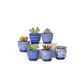 Selamica Ceramic Mini Succulent Pot in Vintage Blue from front view