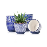 Selamica Ceramic Succulent Pot Set of 6 in Vintage Blue