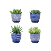 Selamica Ceramic Succulent Pots set of 4 in vintage blue