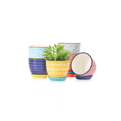 Selamica Ceramic Succulent Pots set of 6 in assorted colours