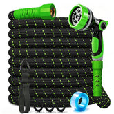 Semifrut 25FT flexible garden hose with 10-pattern nozzle, green-black