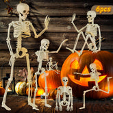 SEMITIMES 6 pack of 16-inch Halloween skeletons in various poses