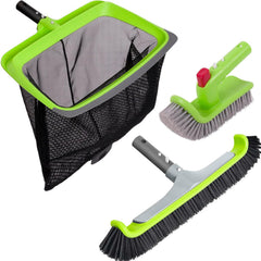 Sepetrel 3-Piece Pool Cleaning Kit with aluminum brush, green