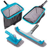 Sepetrel 4-Piece Pool Cleaning Kit including curved brush and skimmer net