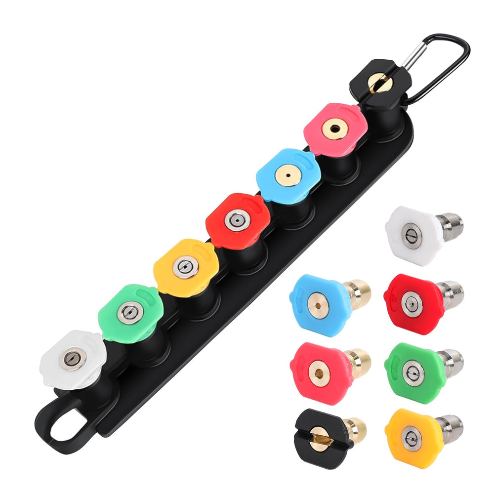 SEPLY Pressure Washer Nozzle Tips Set front view with holder