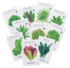 Sereniseed Organic Leafy Greens Lettuce Seeds Collection front view