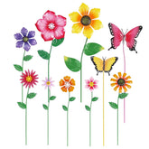 Set of 10 hogardeck metal flower garden stakes in multi-color