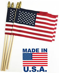 Set of 12 small American flags displayed together