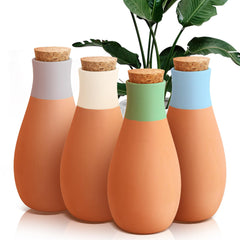 Set of 4 terracotta watering spikes with a smooth finish