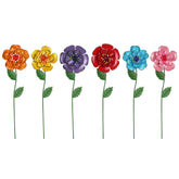 Set of 6 hogardeck metal flower garden stakes in multicolor