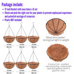 Set of 6 LáLáGreen hanging baskets ready to hang