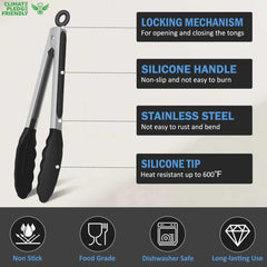 Set of EEKEDO cooking tongs in black color