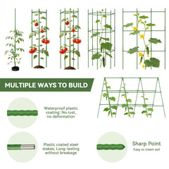 Set of Halatool tomato cages arranged in a garden