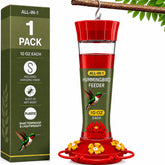 SEWANTA 10 oz hummingbird feeder front view with flower-shaped ports