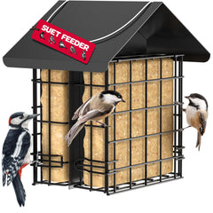 SEWANTA Suet Bird Feeder front view with black metal finish
