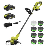SEYVUM 12-inch cordless string trimmer front view in lemon green