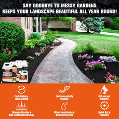 Shabebe Mulch Bond applied to mulch in garden