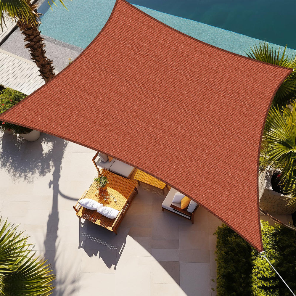 Shade&Beyond 12'X16' rust red sun shade sail front view