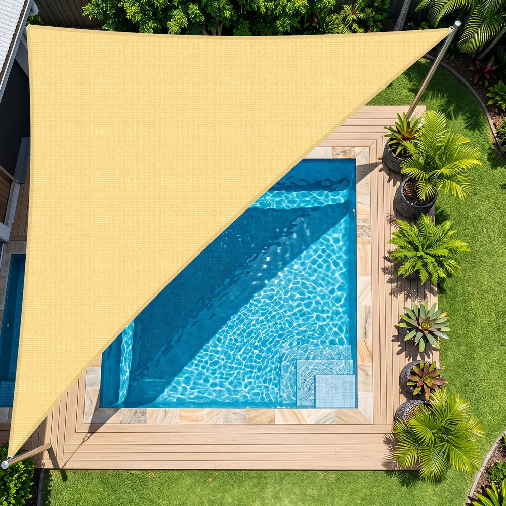 Shade&Beyond 15' x 15' Sun Shade Sail in sand colour front view