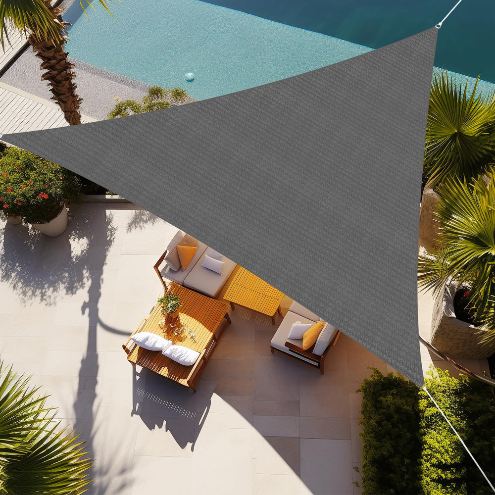 Shade&Beyond 20' x 20' x 20' Dark Grey Triangle Sun Shade Sail front view