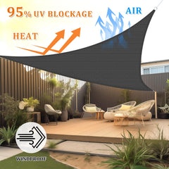 Shade&Beyond sun shade sail dark grey with stainless steel D-rings