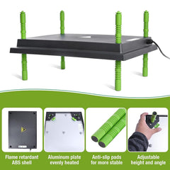 Shaledig chick brooder heater plate side view showing adjustable legs