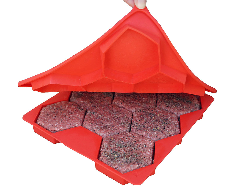 Shape+Store Burger Master 8-in-1 burger press in red