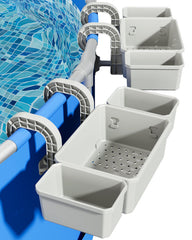 SHAPON Poolside Storage Basket Set with Cup Holders, Grey