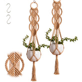 Shappy 2 Pack Boho Macrame Plant Hanger front view with hooks