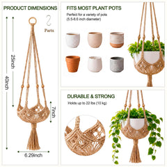 Shappy macrame plant hanger with a plant displayed indoors
