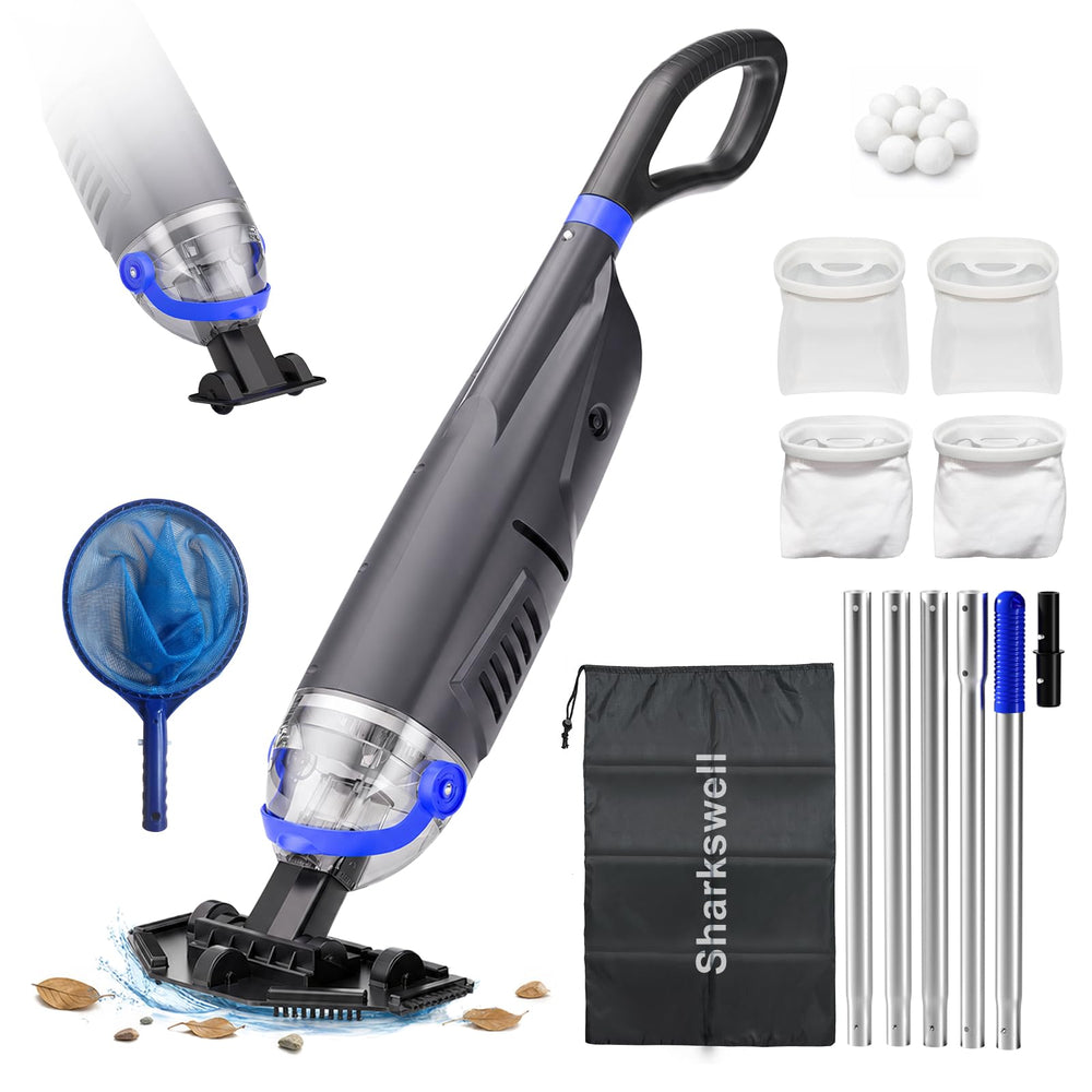 Sharkswell cordless pool vacuum with telescopic pole extended