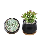 SHECIPIN 2 Pack Succulent Pots front view in black
