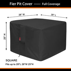 SheeChung Fire Pit Cover 28" square side view
